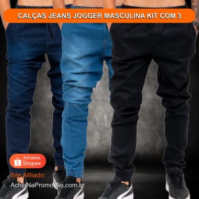 CALÇAS JEANS JOGGER MASCULINA KIT COM 3