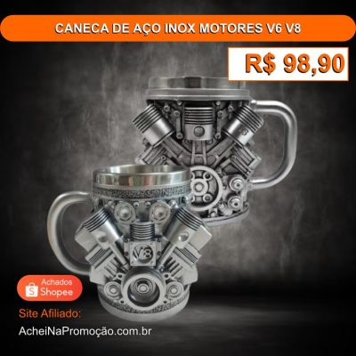 CANECA DE AÇO INOX MOTORES V6 V8