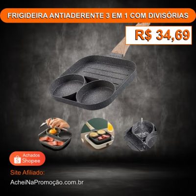 FRIGIDEIRA ANTIADERENTE 3 EM 1 COM DIVISÓRIAS