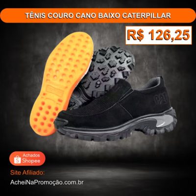 TÊNIS COURO CANO BAIXO CATERPILLAR 35 AO 46