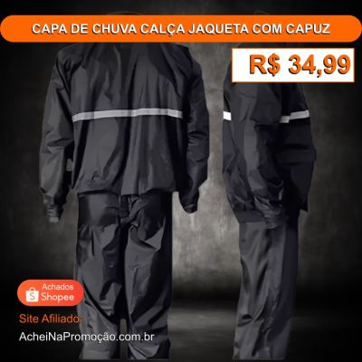CAPA DE CHUVA CALÇA JAQUETA COM CAPUZ
