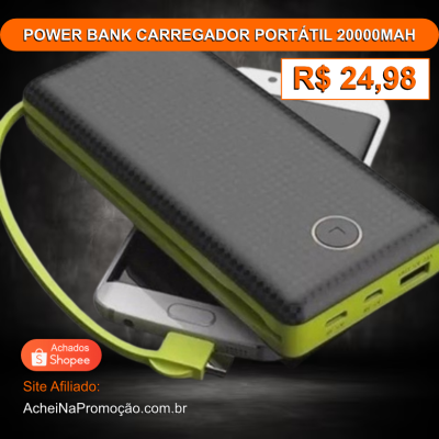 POWER BANK CARREGADOR PORTÁTIL 20000MAH