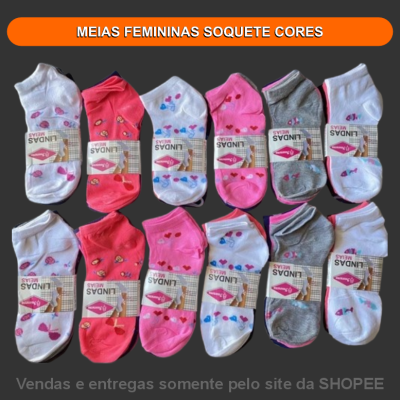 MEIAS FEMININAS SOQUETE CORES