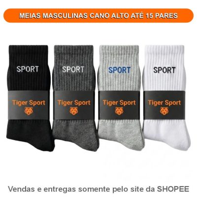 MEIAS MASCULINAS CANO ALTO ATÉ 15 PARES